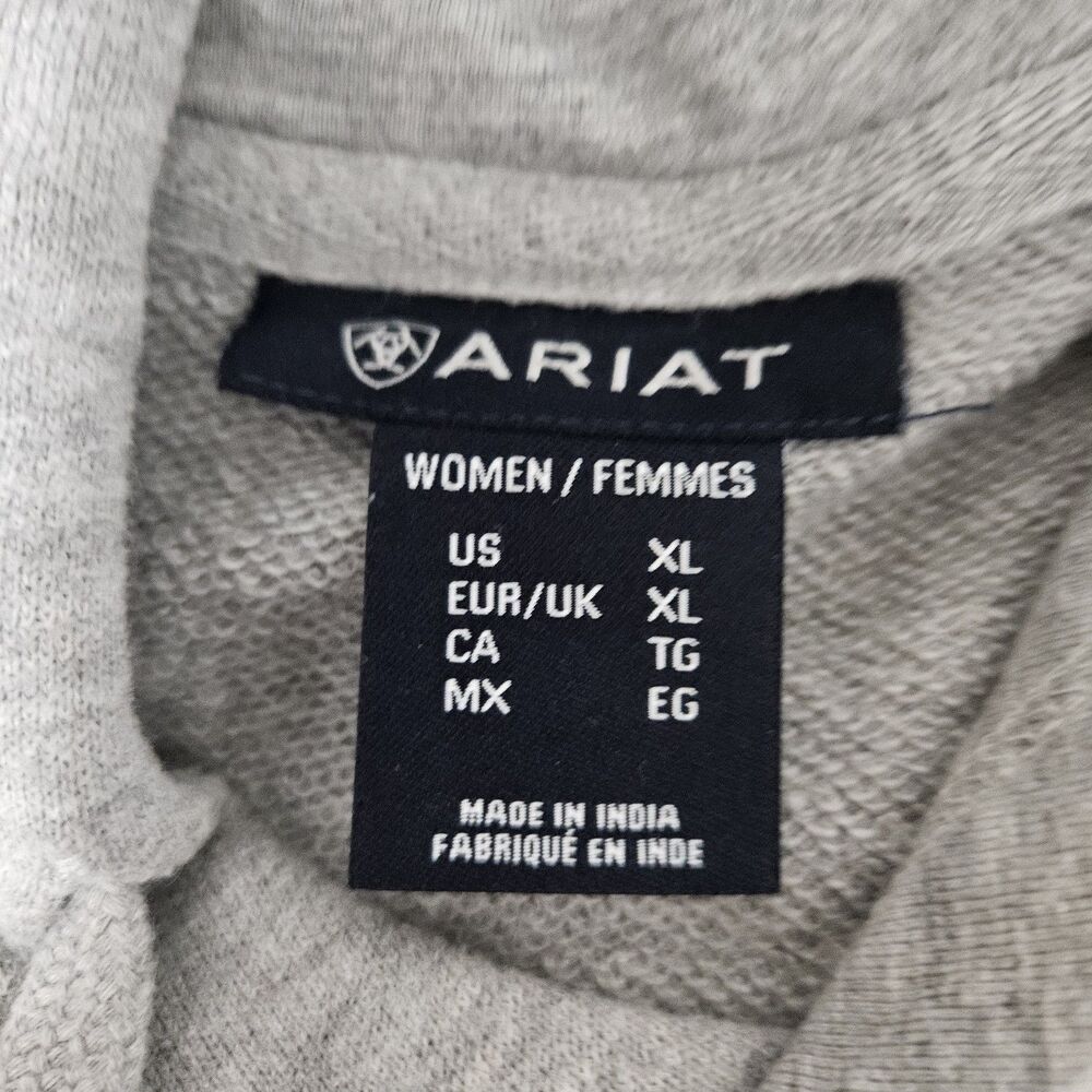 Ariat Women's Just Hoodie Heather Gray Size XL Silver Metallic Logo Western EUC - Picture 3 of 7
